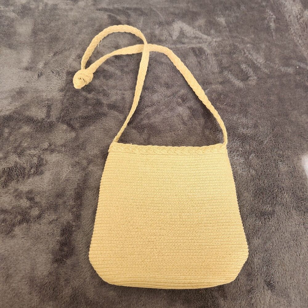 VTG Liz Claiborne Womens Crochet Bag Beige Purse Shoulder Strap
